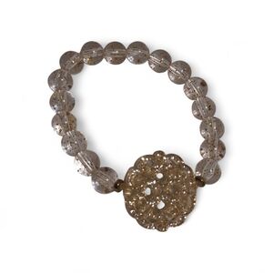 Elegant Vintage Gold Speckled Clear Lucite Beaded Bracelet